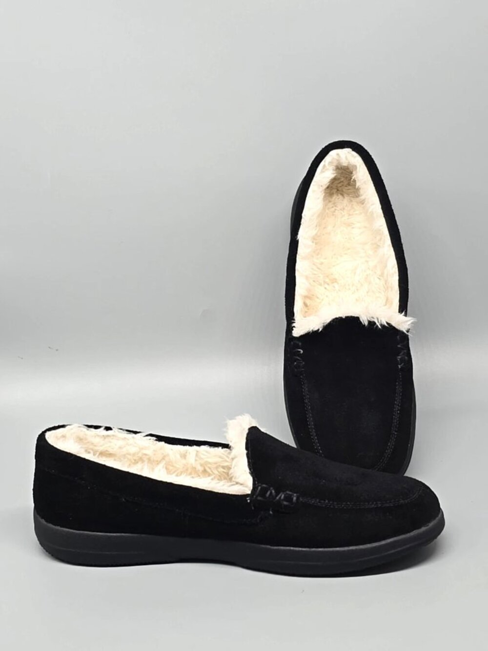 Vionic Lynez Black Suede Orthotic Comfort Slip-on Shearling Women's Size 9.5